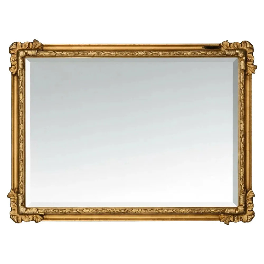 Lavinia French Country Gold Wood Rectangular Beveled Wall Mirror | Kathy Kuo Home