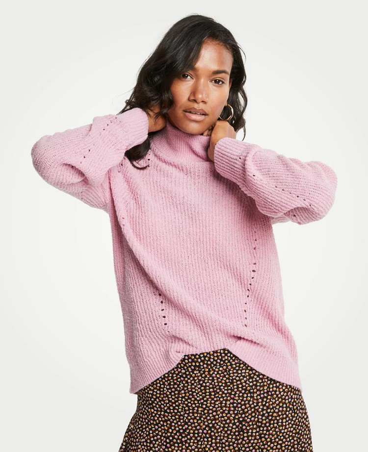 Mock Neck Boucle Sweater | Ann Taylor (US)