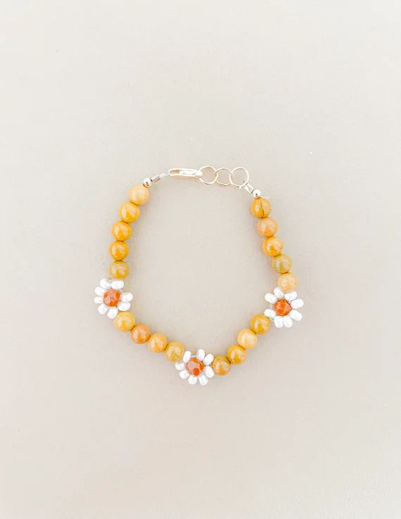 baby bracelets- mustard daisy bracelet-fall bracelet-autumn bracelet-mustard bracelets-girl bracl... | Etsy (US)