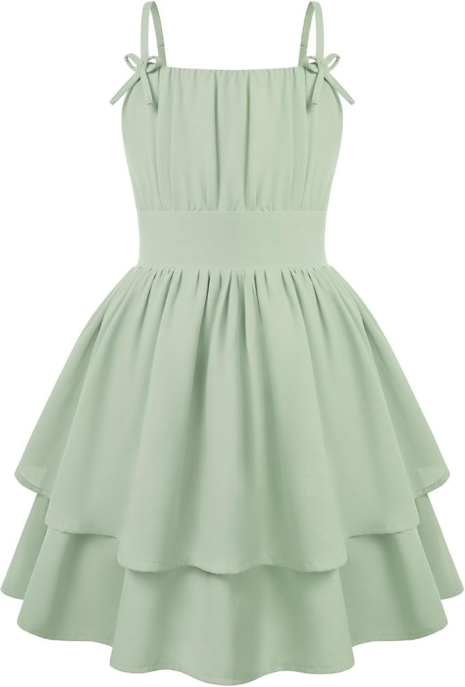 GRACE KARIN Girls Summer Spaghetti Strap Dress Teen Easter Formal Dance Cami Sundress Smocked Bac... | Amazon (US)