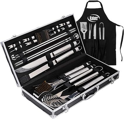 Deluxe Grill Set, Grill Accessories, 21 Piece Grilling Set, Heavy Duty Stainless Steel BBQ Tools ... | Amazon (US)