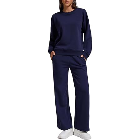 PINSPARK 2 Piece Sets For Women Long Sleeve Sweatshirts Drawstring Straight Leg Pants Fall Travel... | Amazon (US)