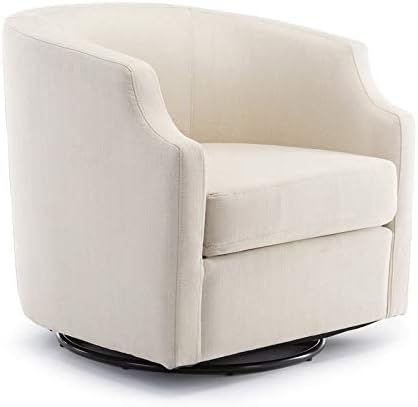 Comfort Pointe Infinity White Linen Fabric Modern Swivel and Rocker Barrel Chair | Amazon (US)