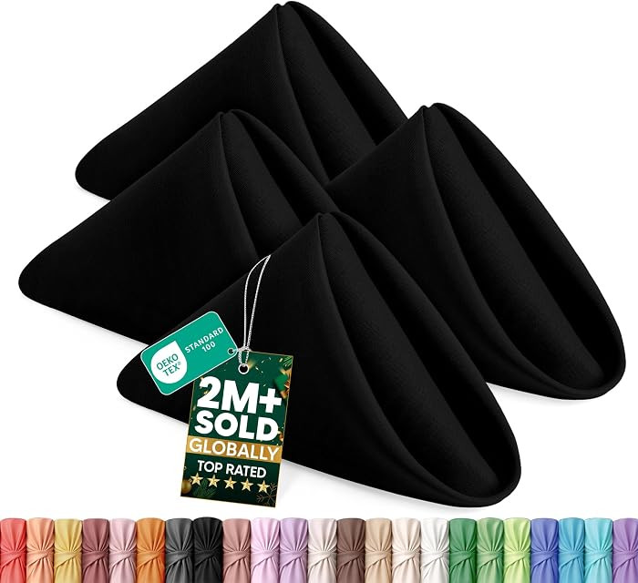 Utopia Home [24 Pack, Black] Cloth Napkins 17x17 Inches, 100% Polyester | Amazon (US)