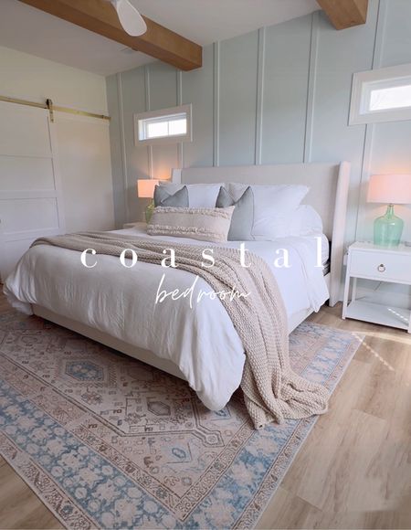 Coastal Bedroom💙 coastal grandmother, coastal grandma, coastal decor, coastal design, coastal aesthetic, coastal home, coastal style, neutral style, preppy style, grand millennial, Amazon home finds, gold accents, affordable home trends. 