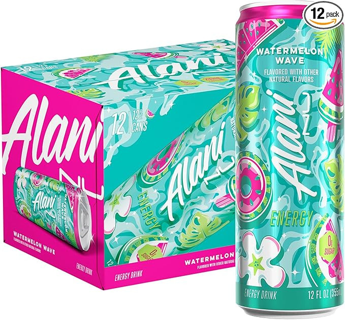 Alani Nu WATERMELON WAVE, Sugar Free, Low Calorie Energy Drinks, 200mg Caffeine, Biotin, B Vitami... | Amazon (US)