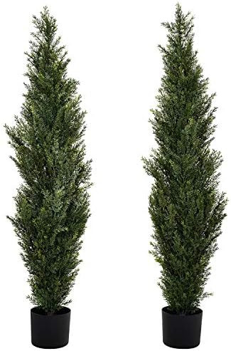 DearHouse 2 Pack 4 Foot Artificial Topiary Cedar Trees Potted Indoor Outdoor Plants, Artificial C... | Amazon (US)