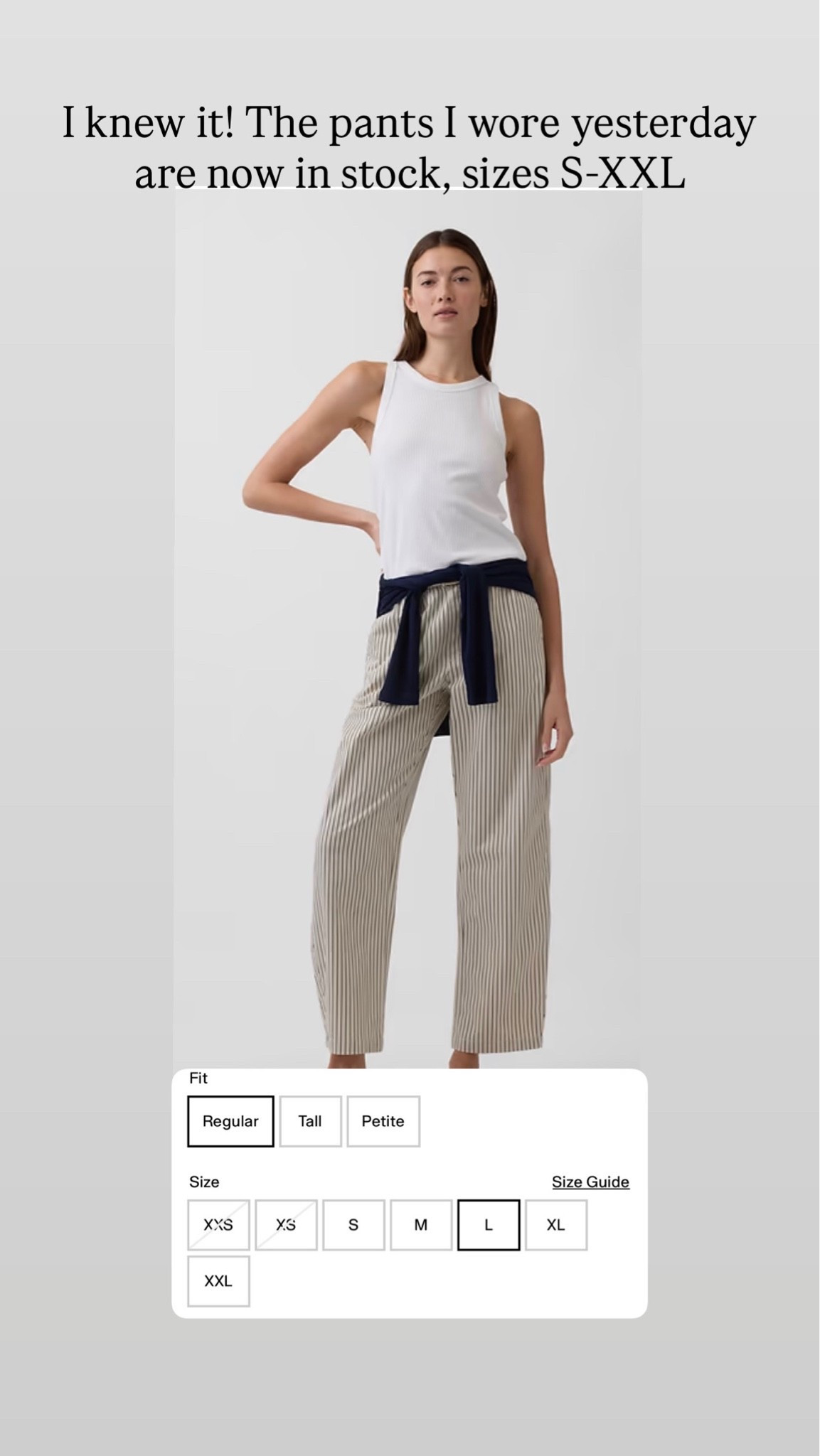 My gap factory striped easy pull on barrel pants are back in stock, sizes S-XXL!!

#LTKOver40 #LTKMidsize #LTKSaleAlert