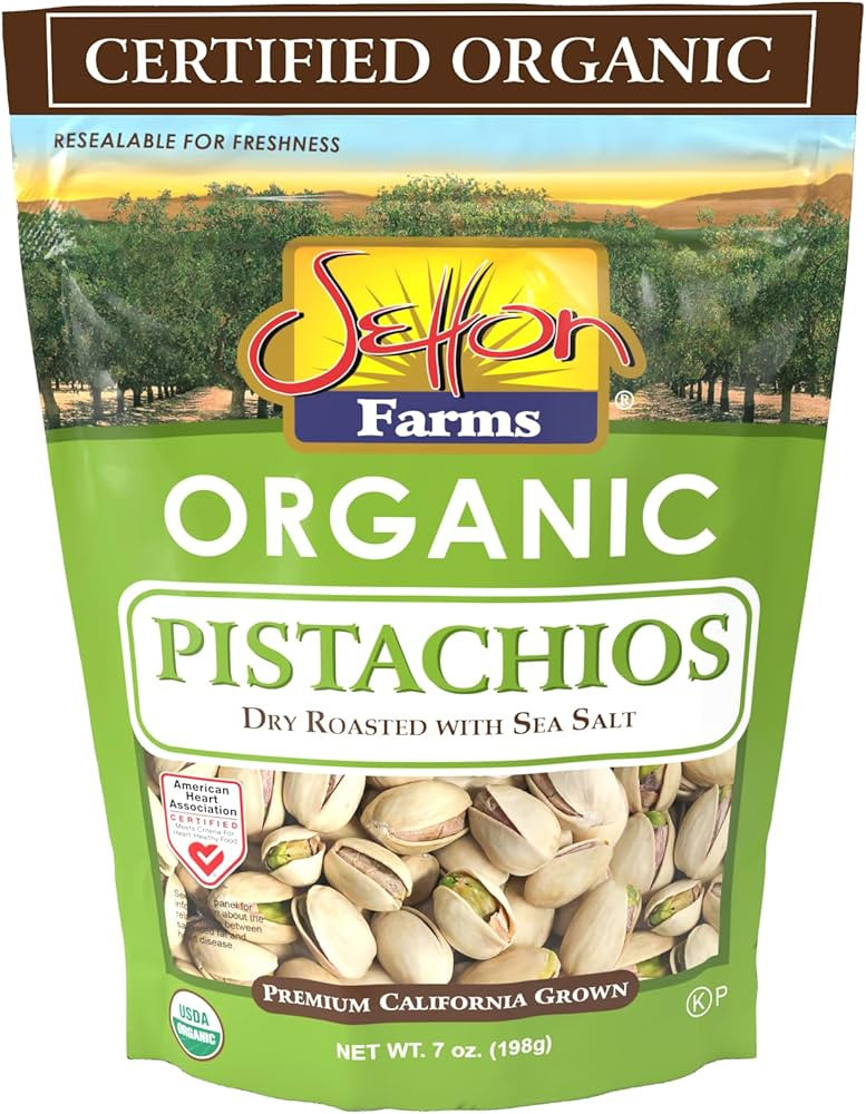 Setton Farms Premium Organic Pistachios, Dry Roasted With Sea Salt, 7 Oz Resealable Bag | Amazon (US)