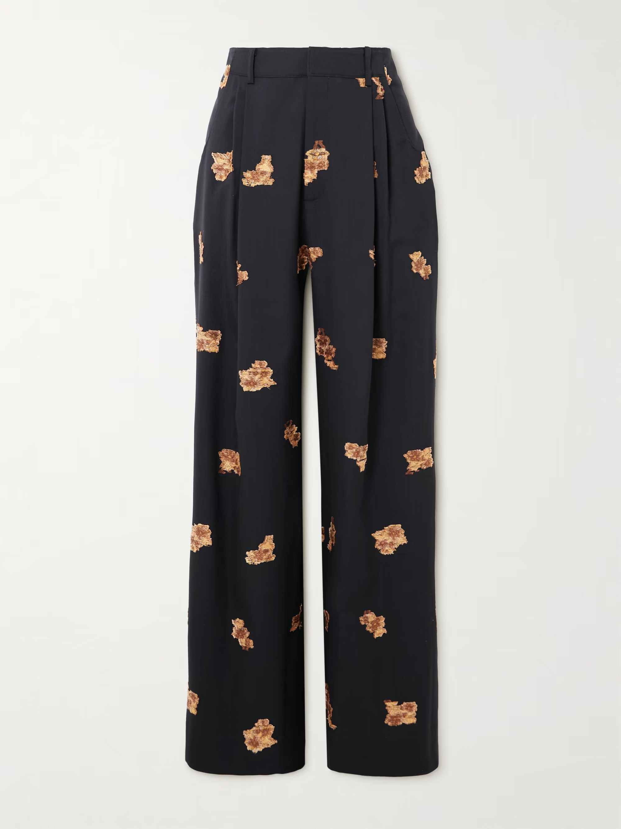 Annie pleated floral-jacquard metallic wool-blend wide-leg pants | NET-A-PORTER (UK & EU)