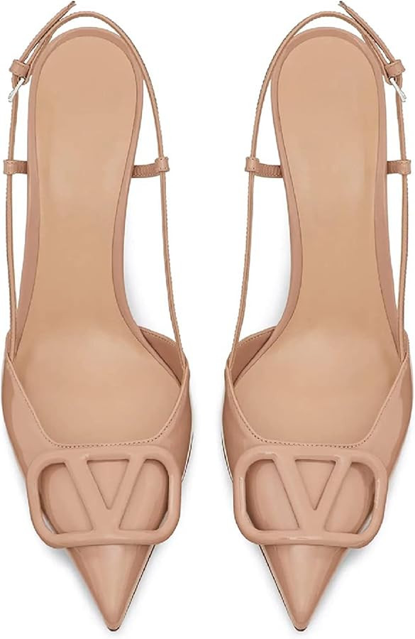 Women Heeled Slingback Sandals Closed Pointed Toe Stiletto High Heels Slip-On Backless Evening Pr... | Amazon (US)