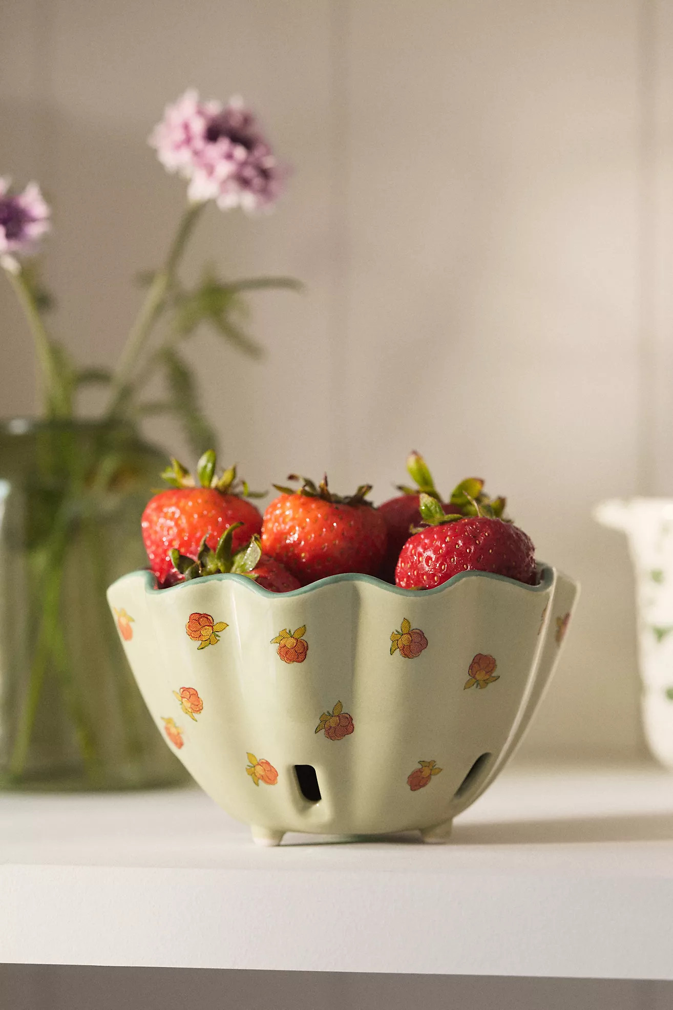 Georgie Handpainted Decaled Stoneware Berry Basket | Anthropologie (US)