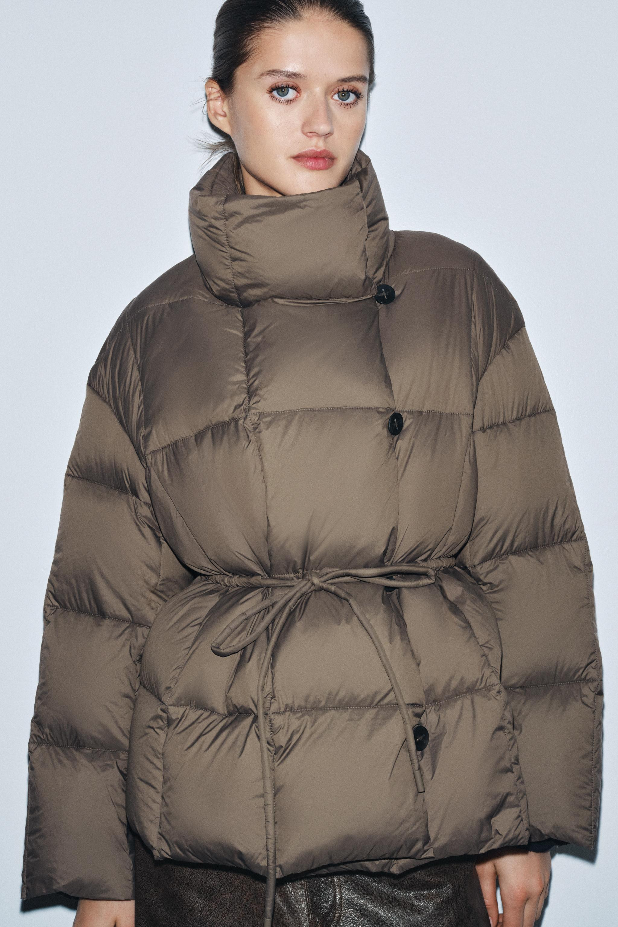 SHORT PUFFER JACKET WITH BELT ZW COLLECTION | Zara UK