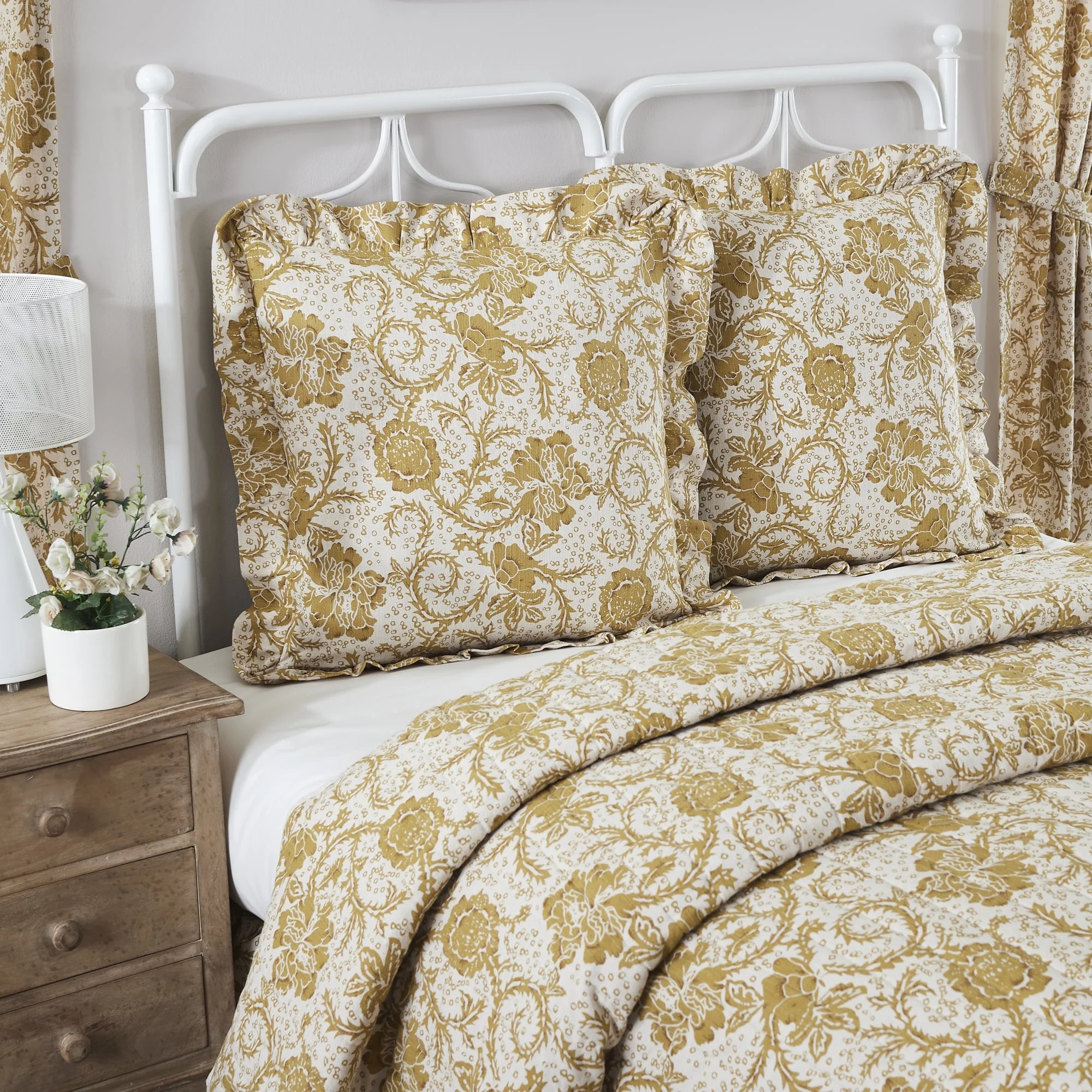 VHC Brands Dorset, Farmhouse Euro Sham, Floral, Gold, 26x26 | Walmart (US)