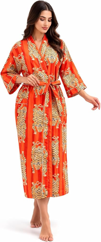 Women Sleepwear Beach Cover up Cotton Bath Robes Kimono Women Cardigan Nightgown Resort Wear | Amazon (US)