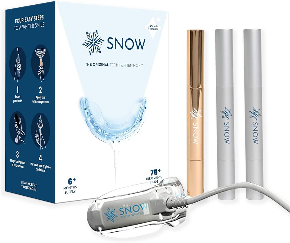 Snow Teeth Whitening Kit with LED Light,3 Whitening Wands, LED Mouthpiece, Shade Guide,Complete a... | Amazon (US)