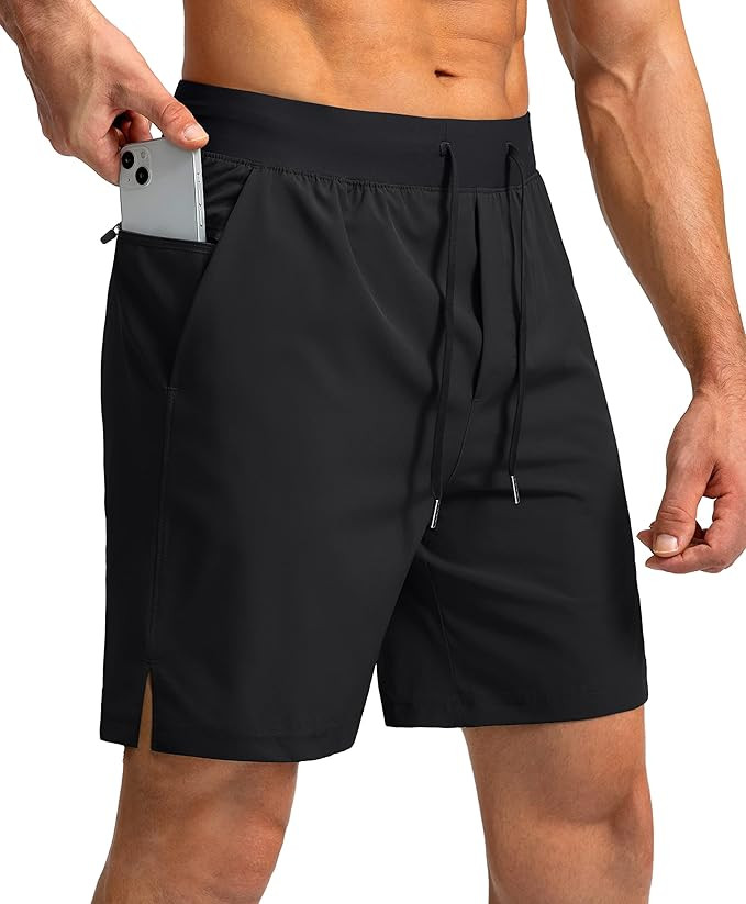 Men's Running Shorts with Zipper Pockets 7 Inch Lightweight Quick Dry Gym Workout Athletic Shorts... | Amazon (US)