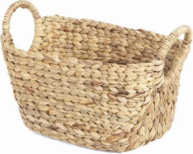 Compactor Hand-Woven Water Hyacinth Storage Basket, Scale Braiding, with Handles, Light Wood, 40 ... | Amazon (US)