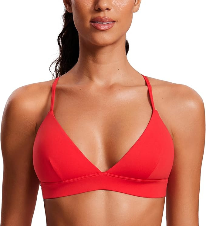 CRZ YOGA Womens Double Lined Triangle Strappy Sports Bra - Adjustable Spaghetti Straps Wireless W... | Amazon (US)