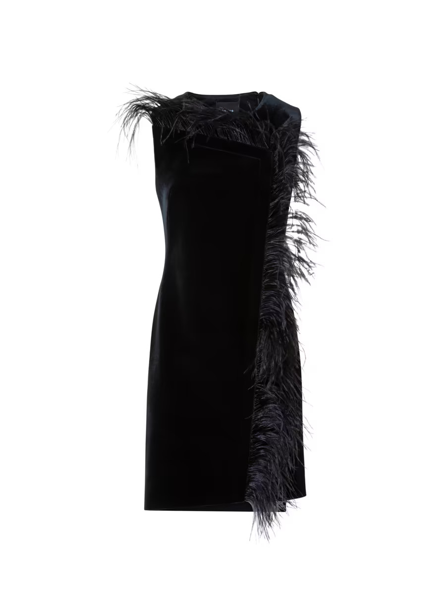 Feather-Trimmed Velvet Minidress | Saks Fifth Avenue