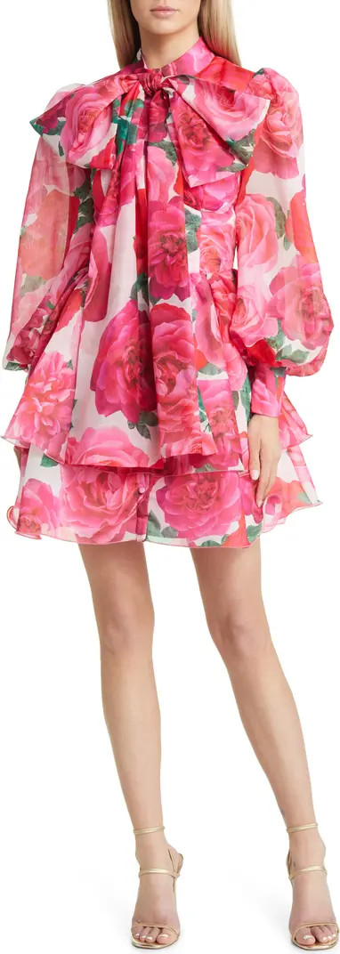 Luxe Floral Long Sleeve Shift Dress | Nordstrom