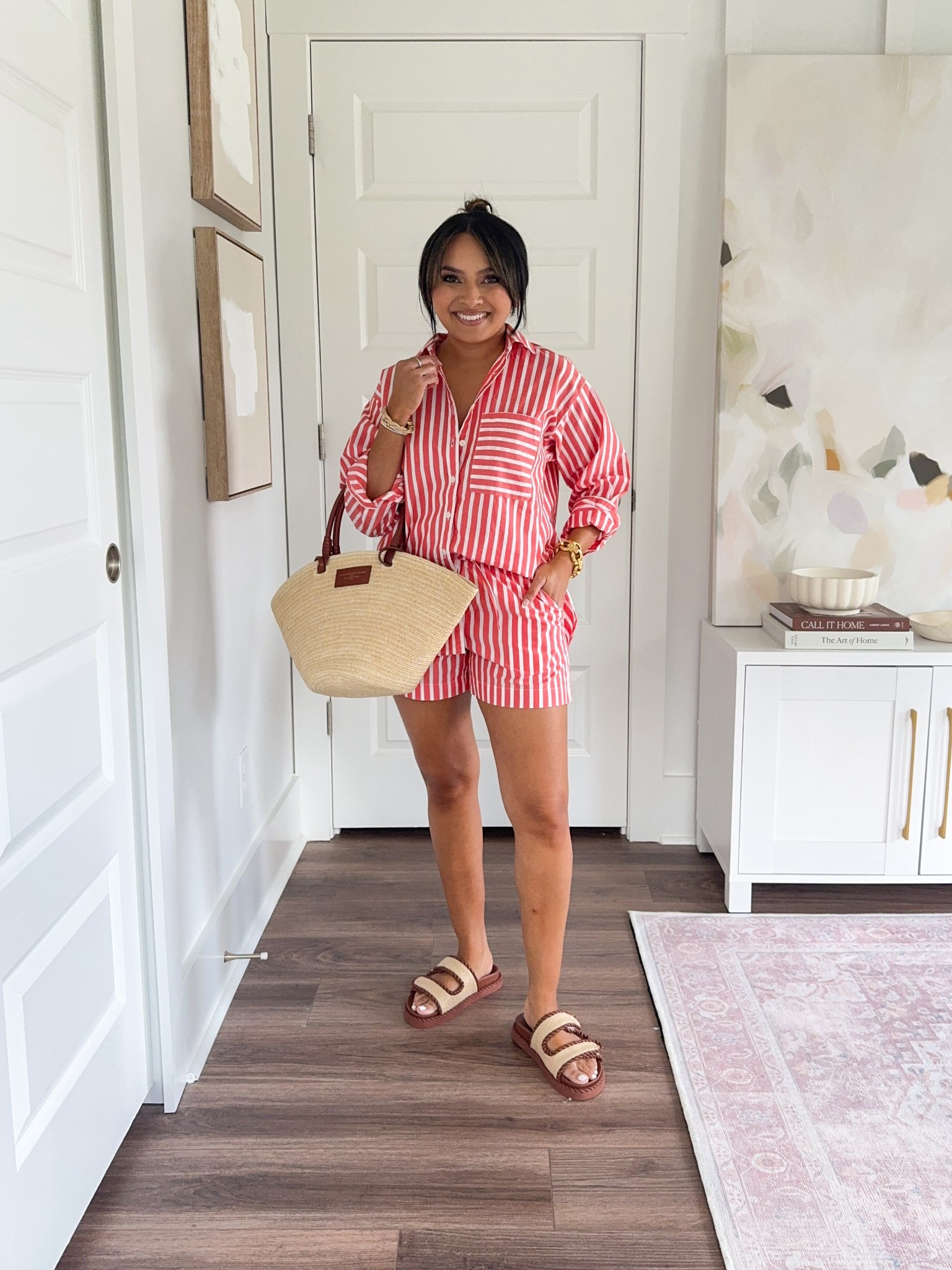 Red stripe button down size xxs petite TTS
Red stripe shorts size xs petite TTS
Brown sandals size 5 TTS


#LTKPetite #LTKFindsUnder50 #LTKSaleAlert