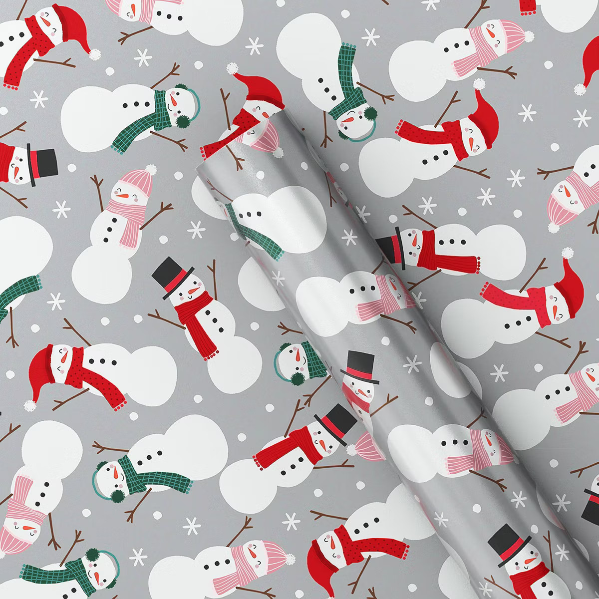 220 sq ft Snowman Christmas Gift Wrap Gray - Wondershop™: FSC Certified, 66" x 40" | Target