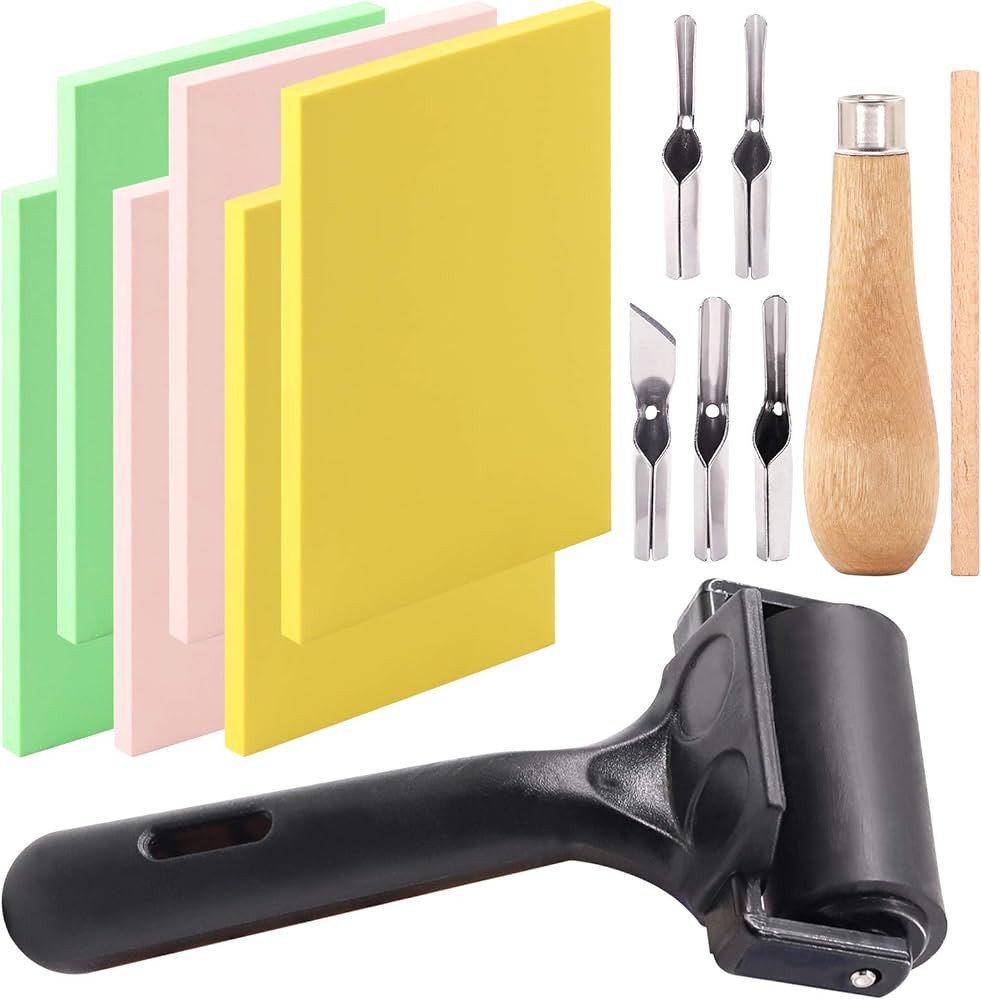 Keadic 12Pcs Rubber Stamp Carving Kit Carving Rubber Tools Includes Rubber Roller Brayer 5 in 1 L... | Amazon (CA)