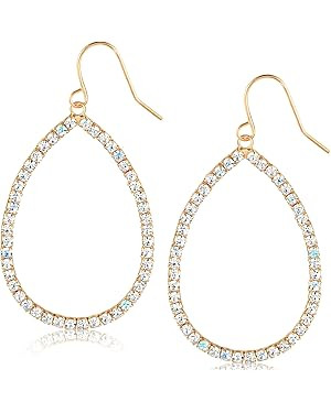 Humble Chic Simulated Diamond Teardrop Dangle Earrings For Women - Gold or Silver Tone with Cubic... | Amazon (US)