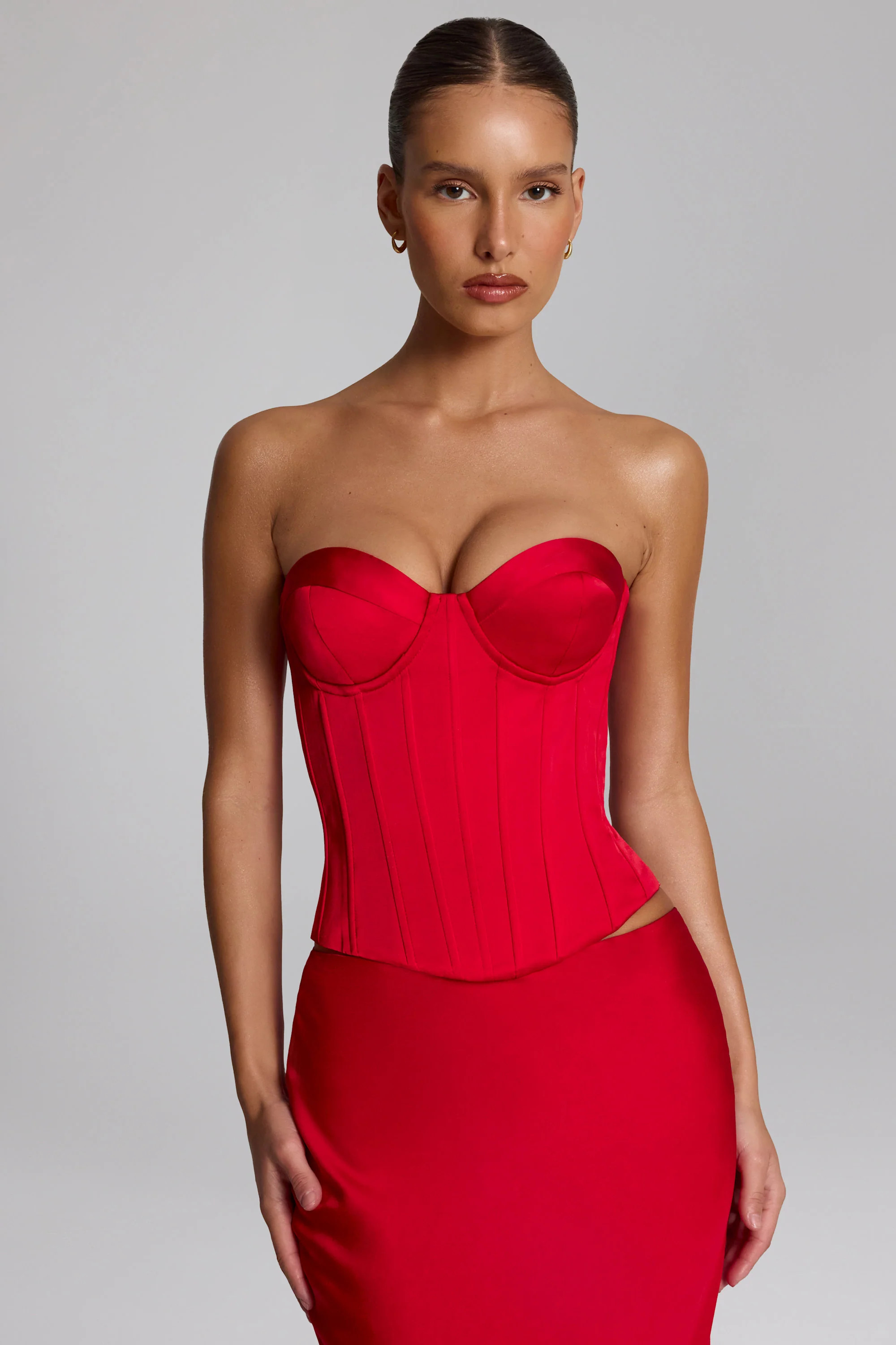 Lace-Up Corset Top in Fire Red | Oh Polly