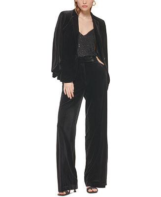 Calvin Klein Petite Velvet One-Button Jacket, Sleeveless Sequin Top & Velvet Wide-Leg Pants & Rev... | Macys (US)