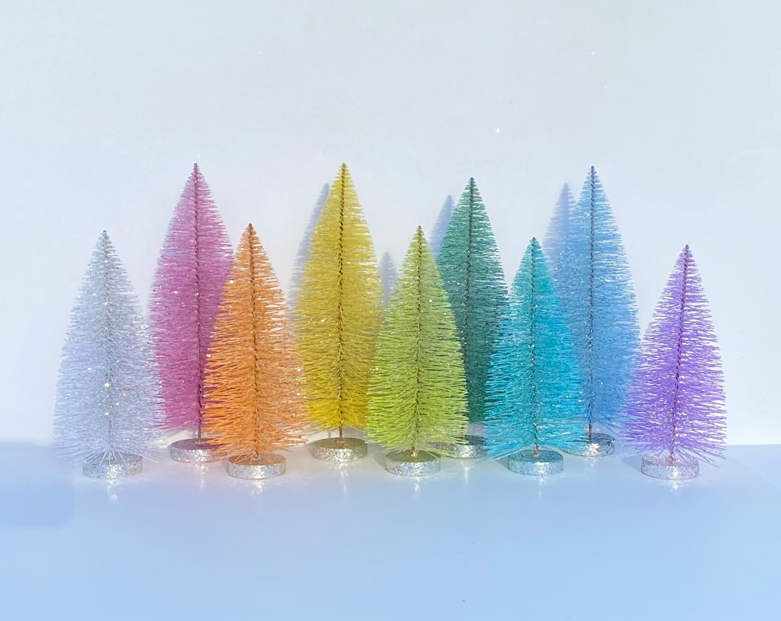 Rainbow Glitter Retro 80s 90s Bottle Brush Tree Large 10 Inch Tall Bottlebrush Christmas Trees Th... | Etsy (US)