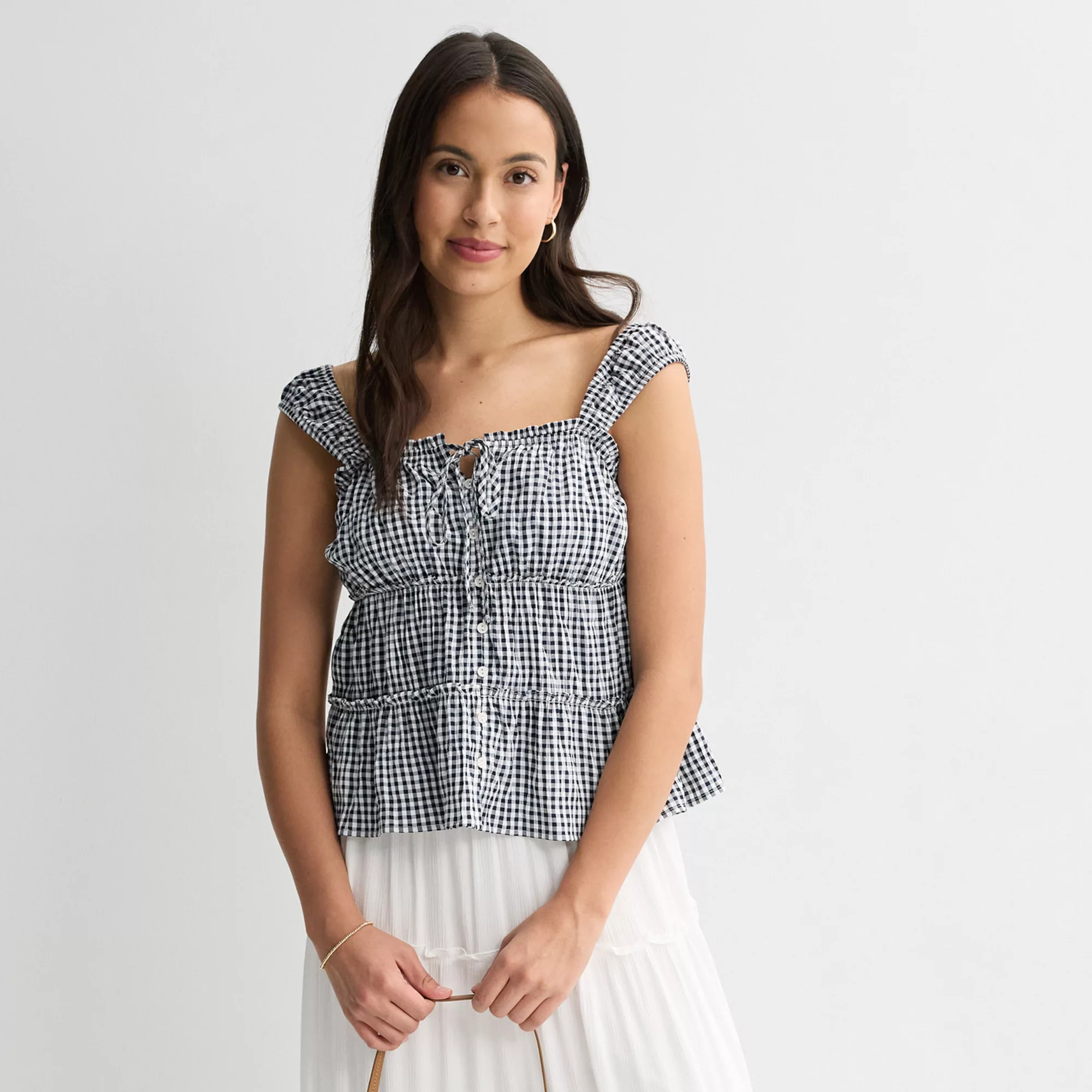 Juniors' Pink Republic Tiered Woven Tank Top | Kohl's
