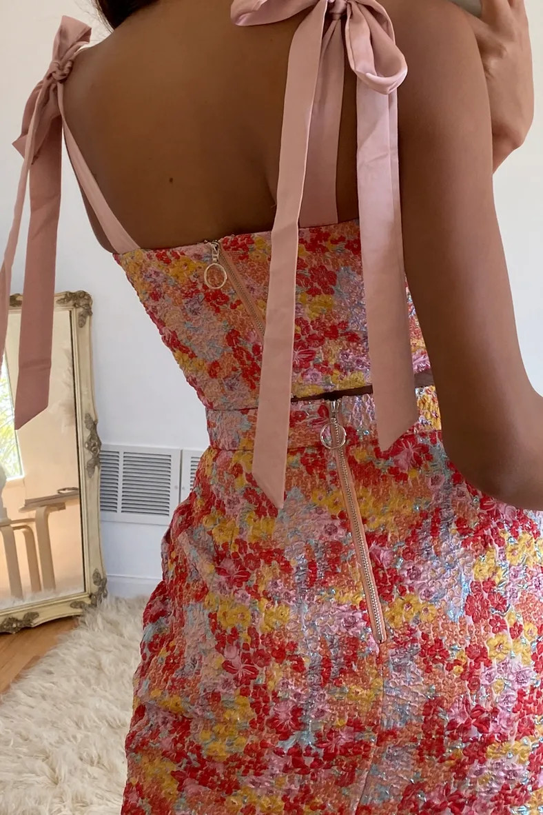 Ellarina Pink Multi Metallic Tie-Strap Two-Piece Midi Dress | Lulus (US)