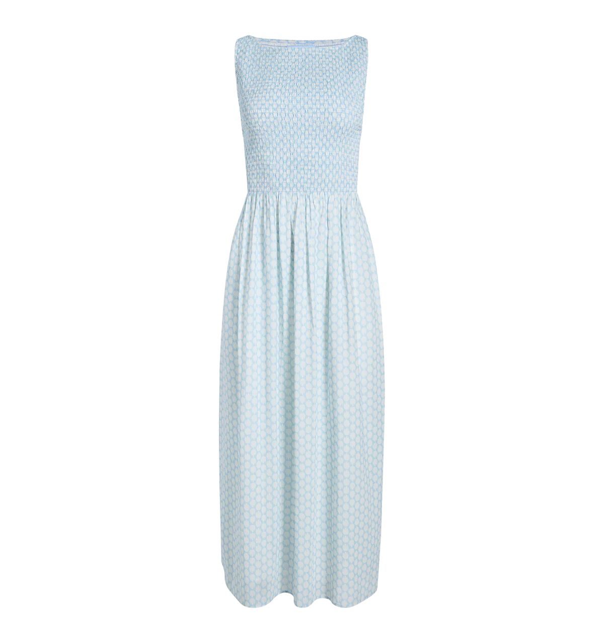 The Cosima Nap Dress in Powder Blue Baroque Shells Voile | Over The Moon