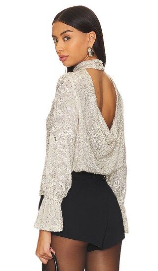 Sequin Drape Back Top in Champagne | Revolve Clothing (Global)