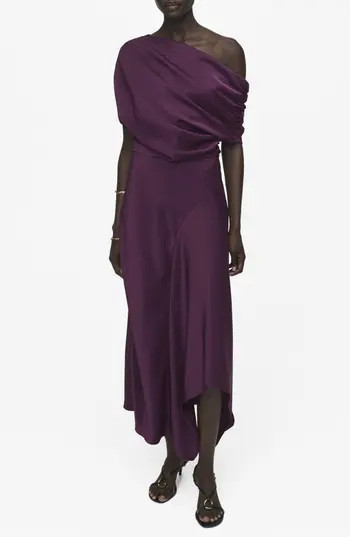 MANGO Asymmetric One-Shoulder Midi Dress in Purple at Nordstrom Rack, Size 4 | Nordstrom Rack