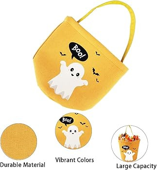 Trick or Treat Bags - Candy Buckets & Tote Bags for Halloween Parties - Orange & Black Ghost Desi... | Amazon (US)