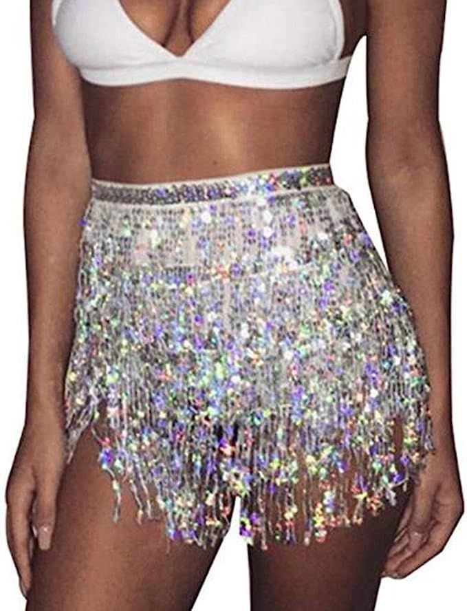 Zoestar Boho Sequin Tassel Hip Scarf Multiplayer Belly Dance Belt Dance Performance Skirt for Wom... | Amazon (US)