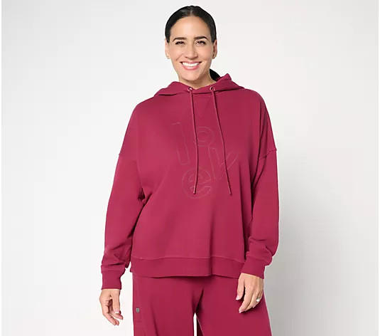 Peace Love World French Terry Embroidered Graphic Hoodie - QVC.com | QVC