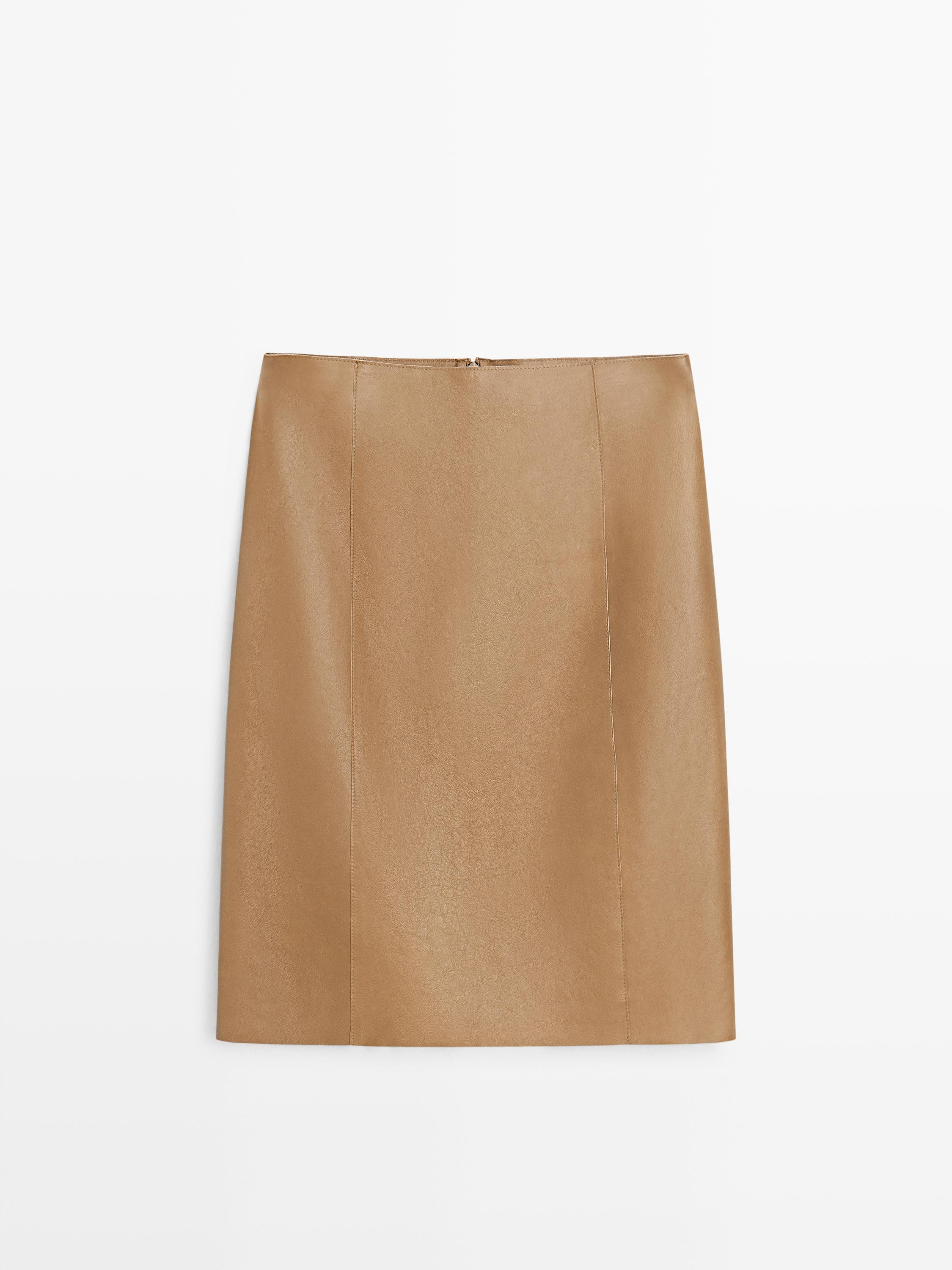 Nappa leather mini skirt | Massimo Dutti UK