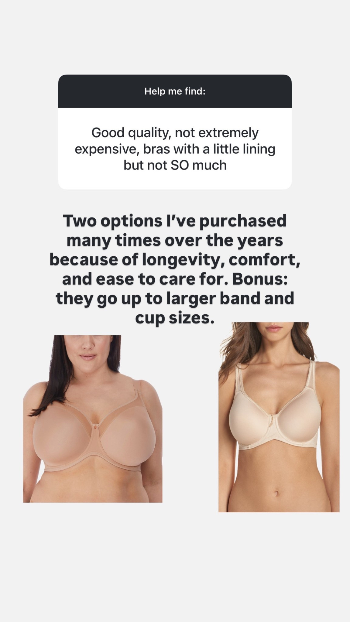 Help me find: bras with a little lining but not SO much  

#LTKPlusSize #LTKMidsize #LTKOver40