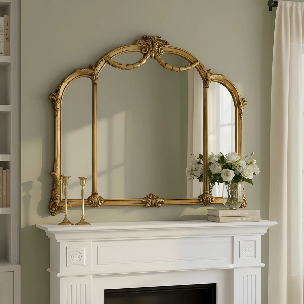 Arch Antique Ornate Wall Mirror with Baroque Metal Frame,Vintage Mirror for Fireplace or Entryway... | Wayfair North America