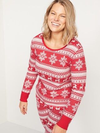 Matching Printed Thermal-Knit Long-Sleeve Pajama Top for Women | Old Navy (US)