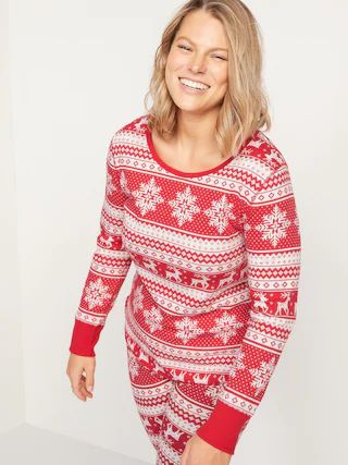 Matching Printed Thermal-Knit Long-Sleeve Pajama Top for Women | Old Navy (US)