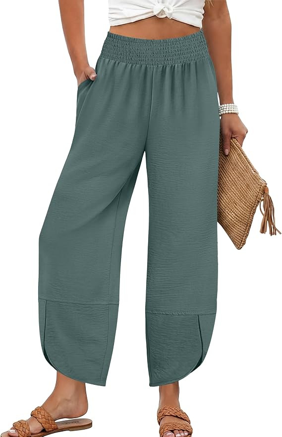 Lepunuo Womens Baggy Wide Leg Pants Summer High Waisted Palazzo Pants Beach Vacation 2026 Casual ... | Amazon (US)