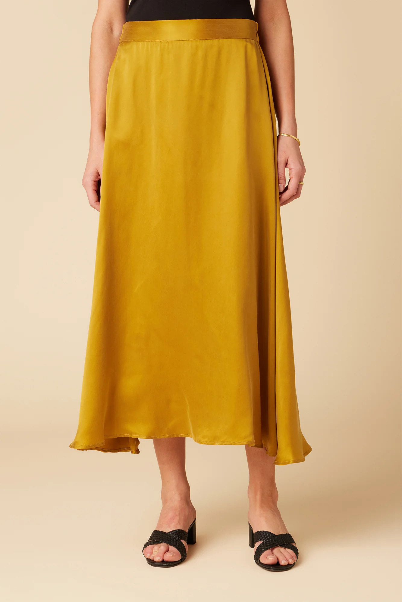 Blaze Cottonseed Cupro Skirt - Gold | Amour Vert