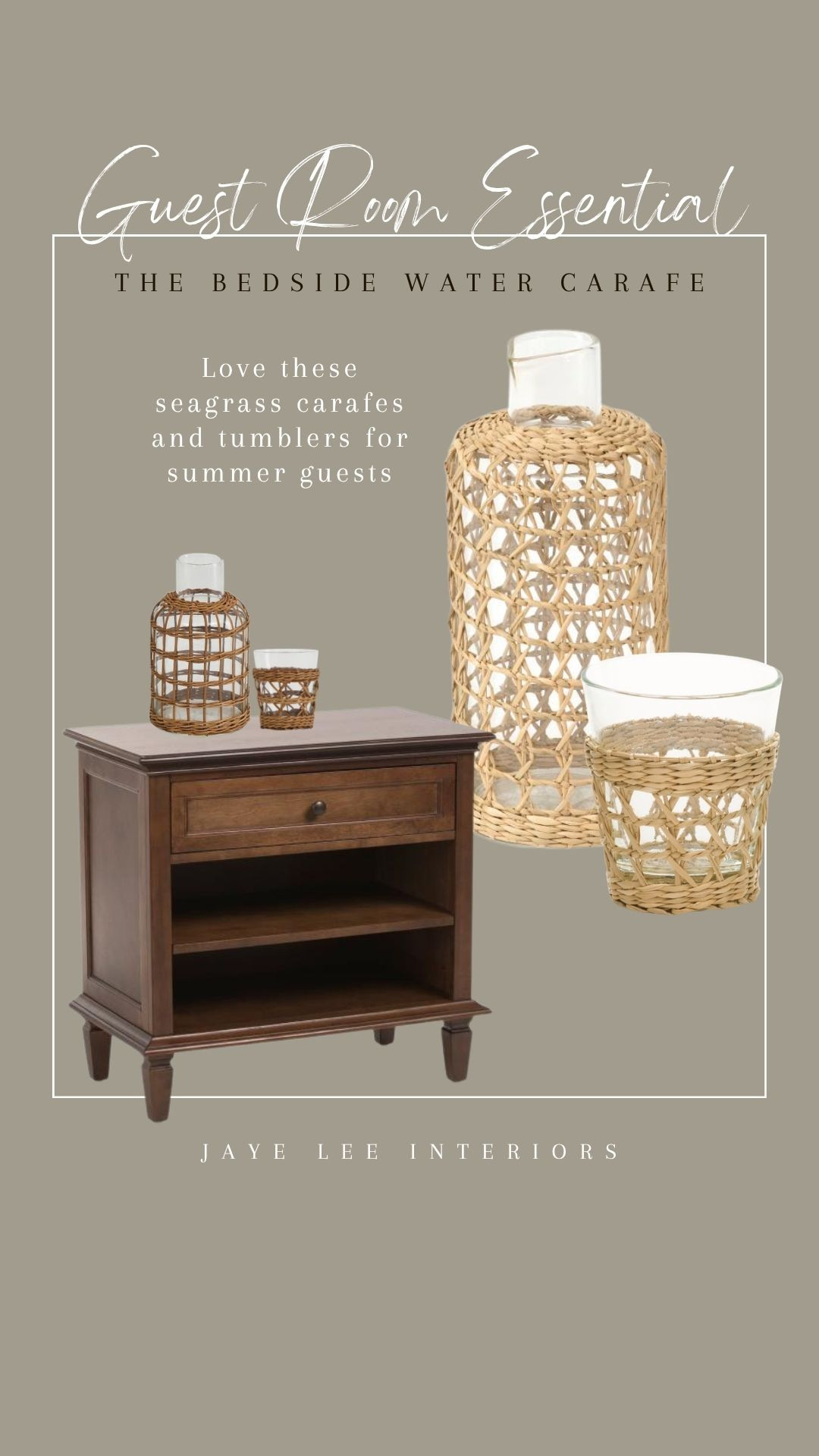 Treat your guests to the elevated comforts they might find at a high-end resort! A decorative and functional bedside water carafe is just one of those luxuries that will make their stay more special. These adorable rattan carafes and tumblers are on sale at TJ Maxx!
#guestroom #bedroom #hosting #rattanaccessories #wicker #CoastalCottage #CoastalBedroom #CoastalInteriors ￼#Nightstand #jleeinteriors 

 

#LTKHome #LTKselfcare #LTKSaleAlert