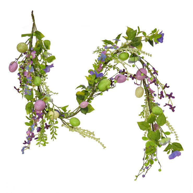 National Tree Company Artificial Spring Garland, Vine Stem Base, Decorated with Pastel Eggs, Purp... | Target