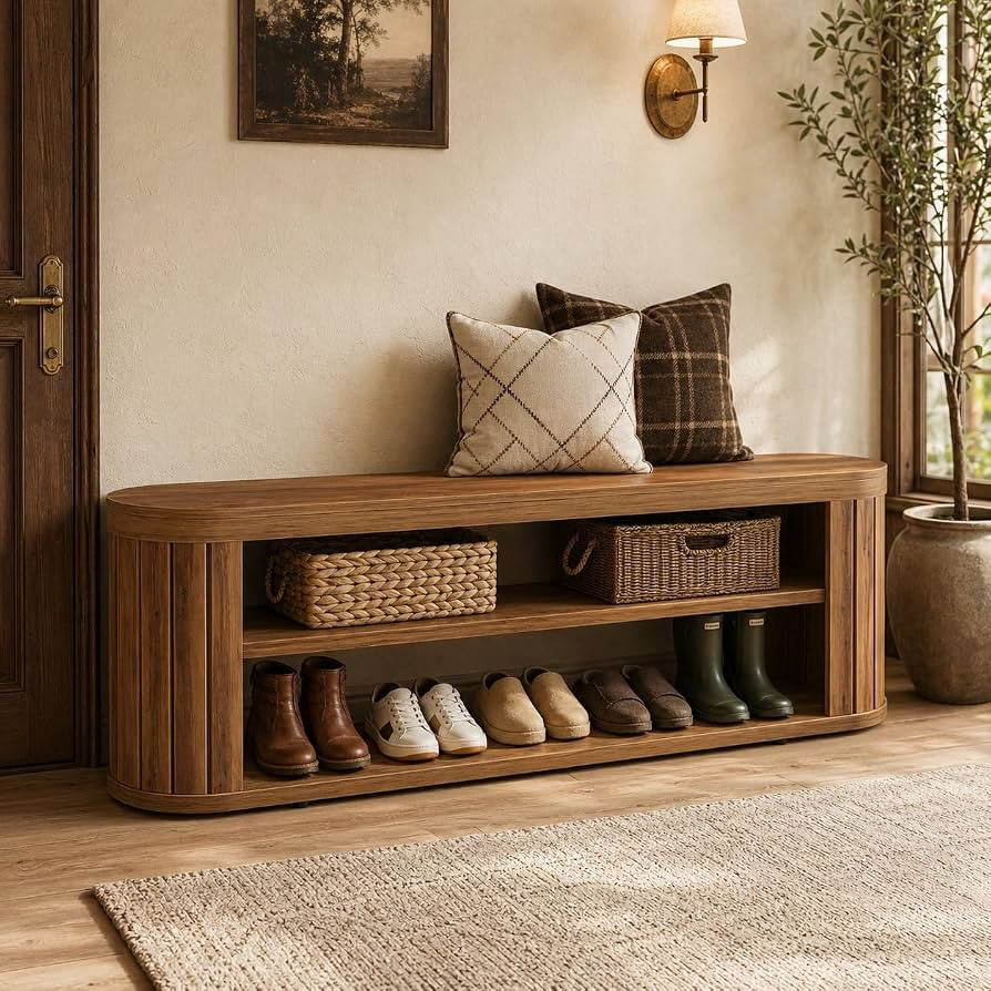 Tribesigns 47.2" 3-Tier Entryway Bench with Shoe Storage | Amazon (US)